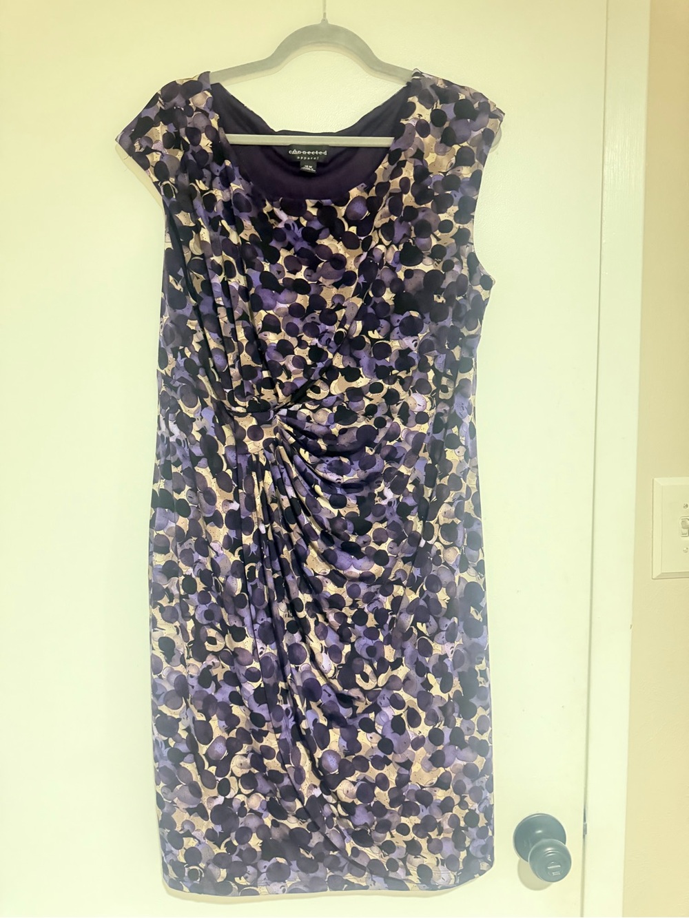 connected apparel Purple and Cream Floral Ruched Sheath Dress